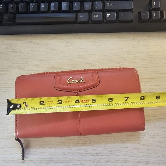 Coach Ashley Leather Zip Around Wallet – Burnt Orange/Rust – Beige Interior - Picture 4 of 10